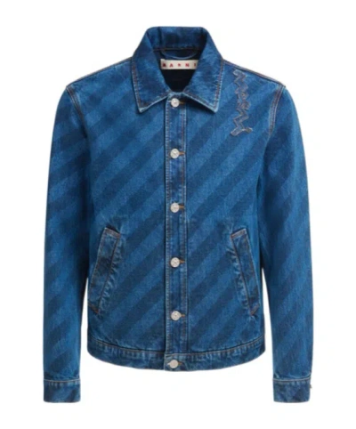 Marni Blue Striped Denim Jacket