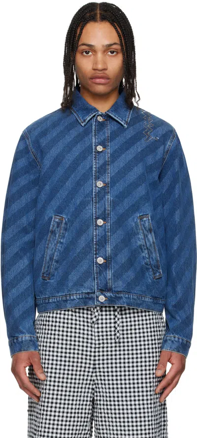 Marni Blue Striped Denim Jacket