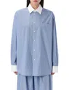Marni Blue Striped Poplin Shirt In Blue