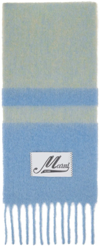 Marni Blue Striped Scarf In Stb47 Lake