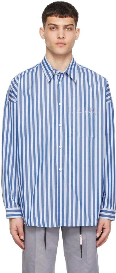 Marni Blue Striped Shirt In Stb37 Opal