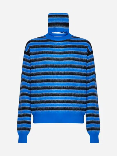 Marni Blue Striped Wool-mohair Sweater In Multi