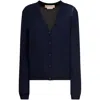 Marni Blue Silk And Wool Blend Cardigan With Contrasting Back Panel