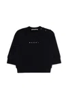 Marni Blue Sweatshirt For Baby Boy With Logo In Black