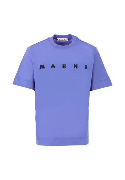 Marni Blue T-shirt For Kids With Black Logo