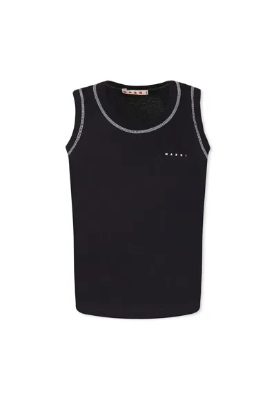 Marni Blue Tank Top For Kids With Logo