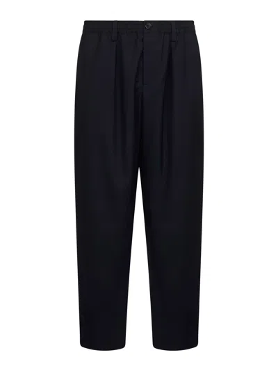 MARNI BLUE TROPICAL WOOL CROP TROUSERS