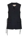 Marni Side Tie Wool Vest In Blue