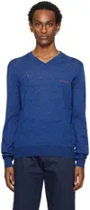 Marni Blue V-neck Sweater In 00b56 Royal