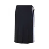 Marni Wool Midi Skirt With Pleats And Tie In Blue