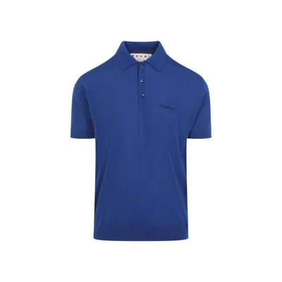 Marni Short Sleeve Polo Shirt In Blue