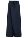 Marni Wide Leg Wool Trousers Featuring Drawstring In Blue
