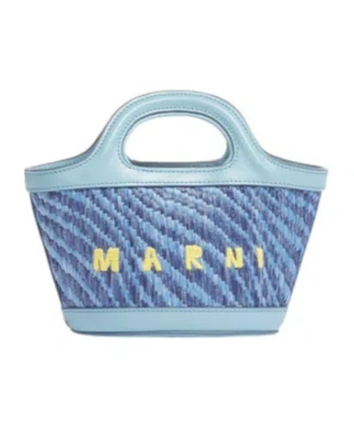 Marni Blue Wavy Raffia-effect Tropicalia Micro Bag
