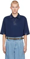 MARNI BLUE WAXED POLO