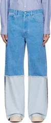 Marni High Turn-up Wide Leg Jeans In Bdb44 Cobalt