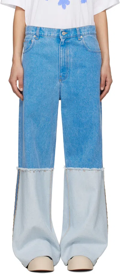 Marni Blue Wide Leg Jeans In Bdb44 Cobalt
