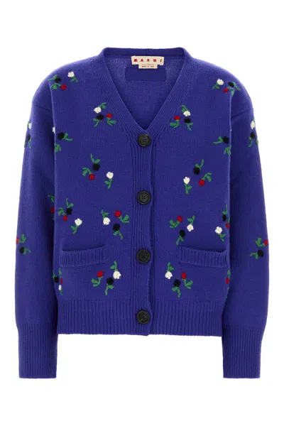 Marni Blue Wool Blend Cardigan