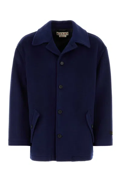 Marni Single-breasted Coat In Blue