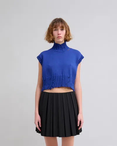 Marni Blue Dishevelled Knit Vest