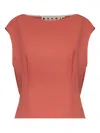 Marni Women Pink Tropical Wool Sleeveless Top In Orange