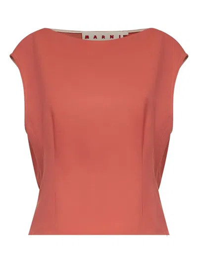 Marni Women Pink Tropical Wool Sleeveless Top In Orange