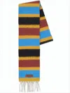 Marni Bold Striped Scarf With Fringed Edges In Multi