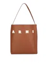 Marni Tote Bag With Elegant Lettering And Sophisticated Design In Brown