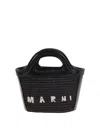 MARNI RAFFIA AND LEATHER CROSS BODY BAG