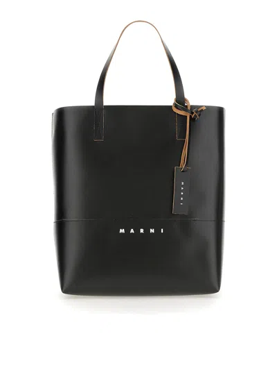 Marni Shopping Bag With Logo In Black