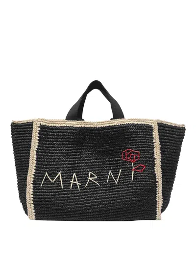 Marni Sillo Shopping Bag In Black