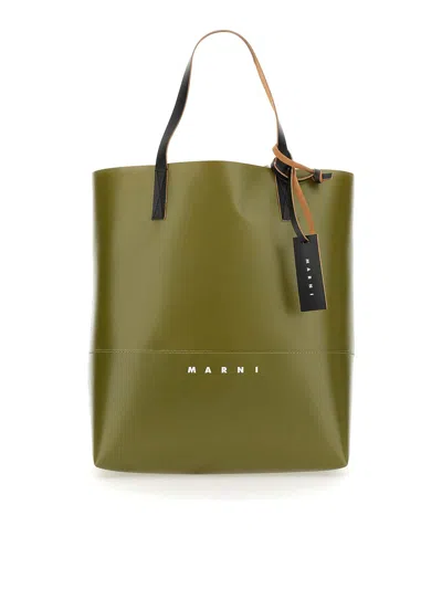 Marni Shopping Bag With Logo In Green