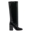 Marni Almond Toe Block Heel Knee Length Boots In Black