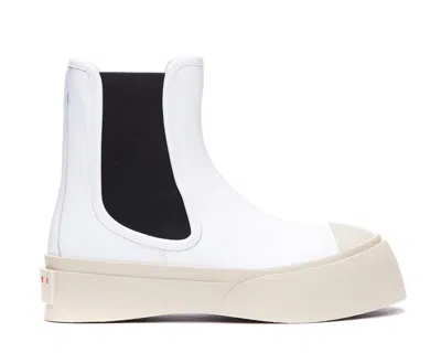 Marni Slip-on Ankle Boots In White
