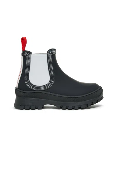 Marni Kids' Logo-print Panelled Ankle Boots In Black