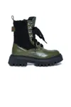 Marni Logo-print Lace-up Leather Boots In Green