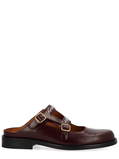 Marni Bordeaux Calf Leather Flats In Brown