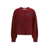 Marni Logo-patch Button-fastening Cardigan In Red