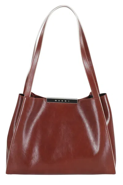 MARNI BORDEAUX SHINY LEATHER TOTE BAG