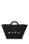 Marni Women Black Leather And Raffia Small Tropicalia Summer Handbag