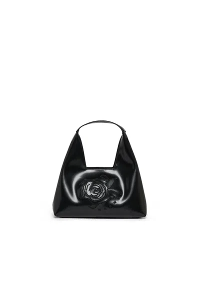 Marni Kids' Diamond Shoulder Bag With Floral Pattern In Black