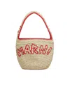 Marni Borsa A Spalla Hobo Nassa In Rafia Naturale E Rossa In Nude