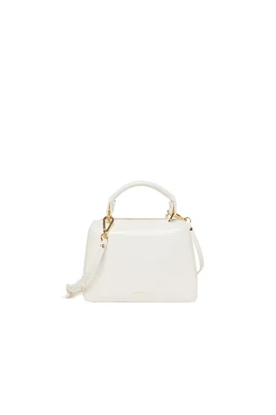 Marni Kids' Borsa School Bag In Tessuto Spalmato Con Tracolla In White