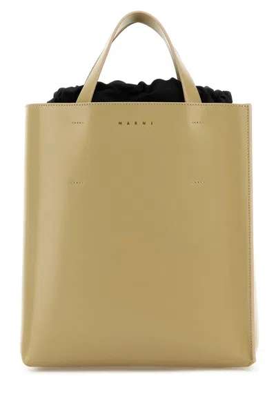 MARNI MARNI KHAKI LEATHER SMALL MUSEO HANDBAG