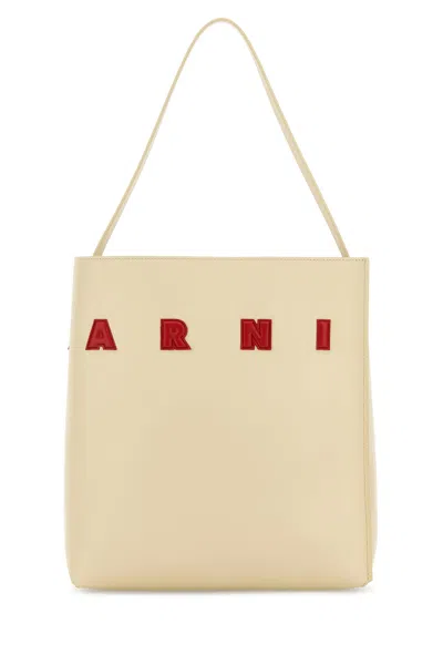 MARNI MARNI IVORY LEATHER MEDIUM MUSEO SHOULDER BAG