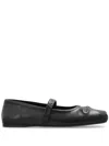Marni Black Ballerinas With Embossed Bow Detail On The Front In Leather Woman In Black