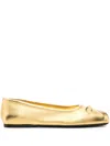 Marni Bow-detail Ballet Flats In Gold