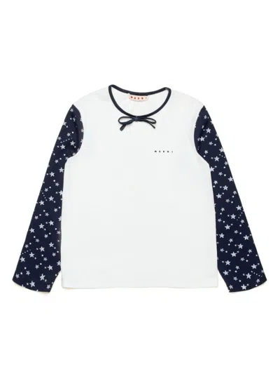 Marni Kids' Bow-detail Long-sleeve T-shirt In White