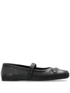 Marni Black Ballerinas With Embossed Bow Detail On The Front In Leather Woman
