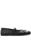 Marni Black Ballerinas With Embossed Bow Detail On The Front In Leather Woman In Black