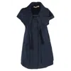 Marni Bow Detail Mini Dress In Navy Blue Cotton In Blue